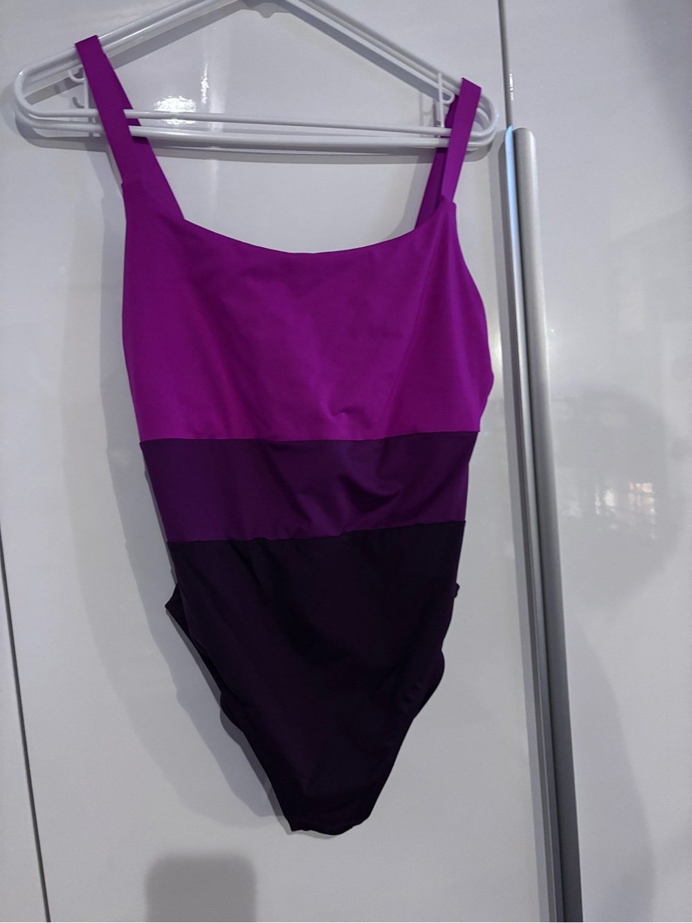 Athleta Magenta and Deep Purple Colorblocked One-Piece Swimsuit